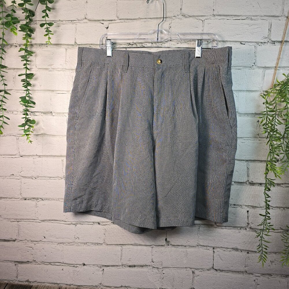GEOFFREY BEENE RAYON POLY BLEND SHORTS PLEATED FRONT MENS GRAY SIZE 38